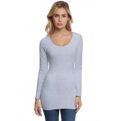 T-shirt long col rond doublé devant manches longues en modal ZAZA10