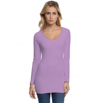 T-shirt long col rond doublé devant manches longues en modal ZAZA10