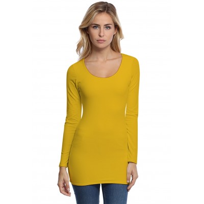 T-shirt long col rond doublé devant manches longues en modal ZAZA10