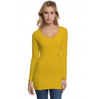 T-shirt long col rond doublé devant manches longues en modal ZAZA10