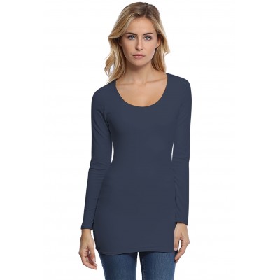 T-shirt long col rond doublé devant manches longues en modal ZAZA10