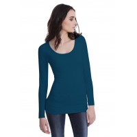 T-shirt long col rond doublé devant manches longues en modal ZAZA10