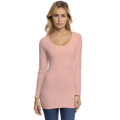 T-shirt long col rond doublé devant manches longues en modal ZAZA10