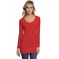 T-shirt long col rond doublé devant manches longues en modal ZAZA10