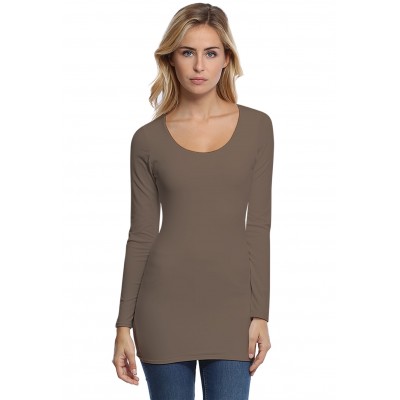 T-shirt long col rond doublé devant manches longues en modal ZAZA10
