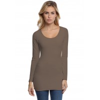 T-shirt long col rond doublé devant manches longues en modal ZAZA10