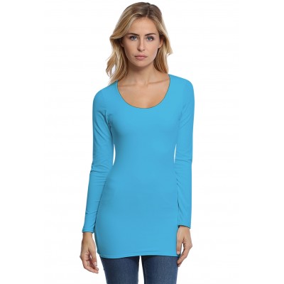 T-shirt long col rond doublé devant manches longues en modal ZAZA10