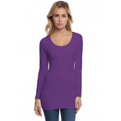 T-shirt long col rond doublé devant manches longues en modal ZAZA10