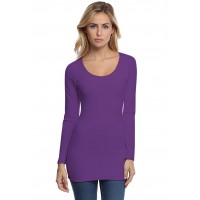 T-shirt long col rond doublé devant manches longues en modal ZAZA10