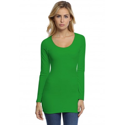 T-shirt long col rond doublé devant manches longues en modal ZAZA10