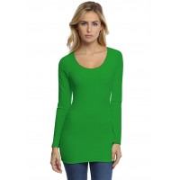 T-shirt long col rond doublé devant manches longues en modal ZAZA10