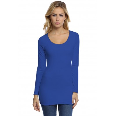 T-shirt long col rond doublé devant manches longues en modal ZAZA10