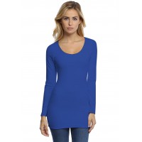 T-shirt long col rond doublé devant manches longues en modal ZAZA10