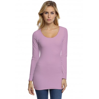 T-shirt long col rond doublé devant manches longues en modal ZAZA10