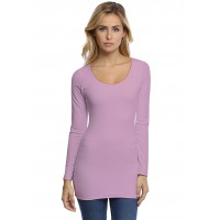 T-shirt long col rond doublé devant manches longues en modal ZAZA10