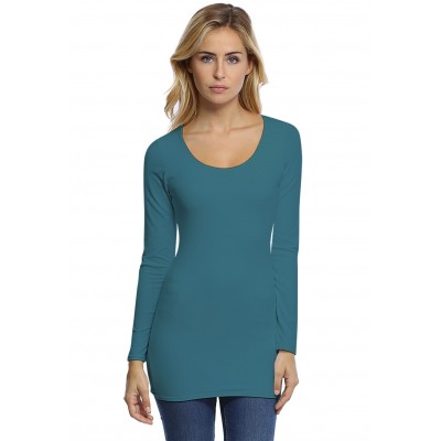 T-shirt long col rond doublé devant manches longues en modal ZAZA10