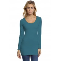 T-shirt long col rond doublé devant manches longues en modal ZAZA10