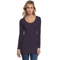 T-shirt long col rond doublé devant manches longues en modal ZAZA10