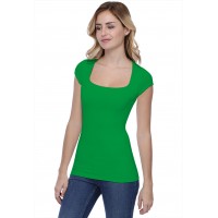 T-shirt col carré doublé devant manches courtes en modal CLARA02