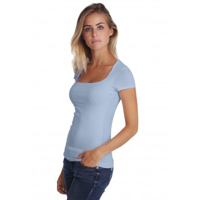 T-shirt col carré doublé devant manches courtes en modal CLARA02