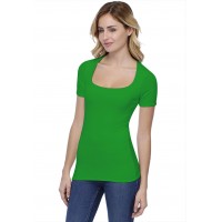 T-shirt col carré doublé devant manches courtes en modal CLARA03
