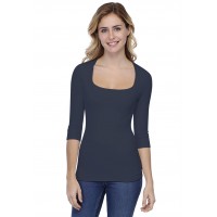 T-shirt col carré manches 3-4 en modal CLARA04
