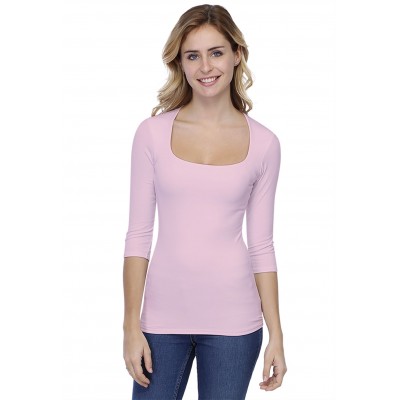 T-shirt col carré manches 3-4 en modal CLARA04