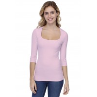 T-shirt col carré manches 3-4 en modal CLARA04