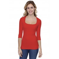 T-shirt col carré manches 3-4 en modal CLARA04