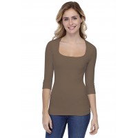 T-shirt col carré manches 3-4 en modal CLARA04
