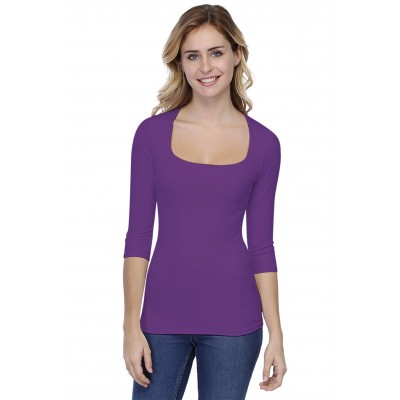 T-shirt col carré manches 3-4 en modal CLARA04