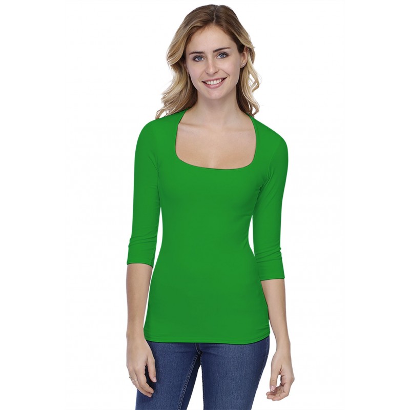 T-shirt col carré manches 3-4 en modal CLARA04 T-shirt col carré manches 3-4 en modal CLARA04