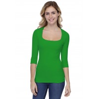 T-shirt col carré manches 3-4 en modal CLARA04