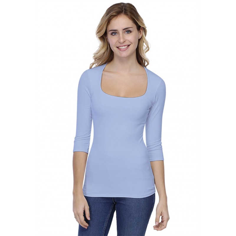 T-shirt col carré manches 3-4 en modal CLARA04 T-shirt col carré manches 3-4 en modal CLARA04