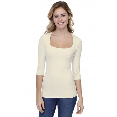 T-shirt col carré manches 3-4 en modal CLARA04