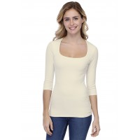 T-shirt col carré manches 3-4 en modal CLARA04