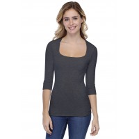T-shirt col carré manches 3-4 en modal CLARA04