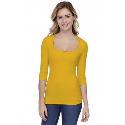 T-shirt col carré manches 3-4 en modal CLARA04