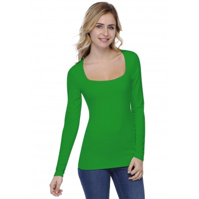 T-shirt col carré doublé devant manches longues CLARA05