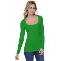 T-shirt col carré doublé devant manches longues CLARA05