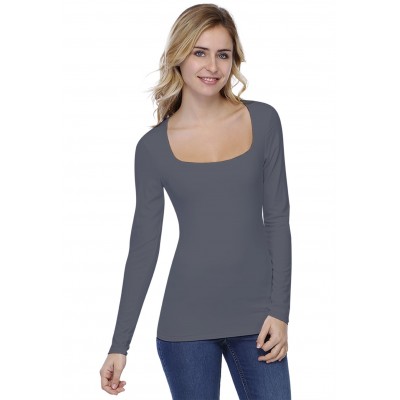 T-shirt col carré doublé devant manches longues CLARA05