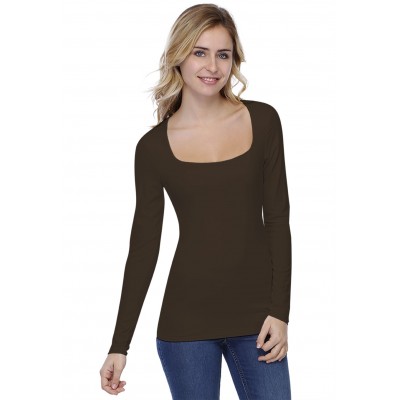 T-shirt col carré doublé devant manches longues CLARA05