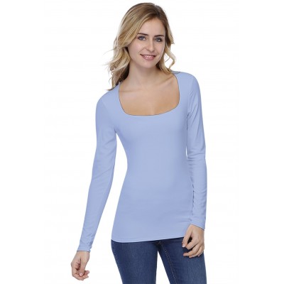 T-shirt col carré doublé devant manches longues CLARA05