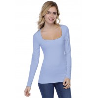 T-shirt col carré doublé devant manches longues CLARA05