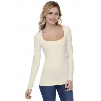 T-shirt col carré doublé devant manches longues CLARA05
