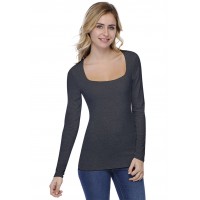 T-shirt col carré doublé devant manches longues CLARA05