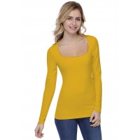 T-shirt col carré doublé devant manches longues CLARA05
