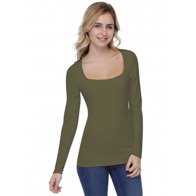 T-shirt col carré doublé devant manches longues CLARA05
