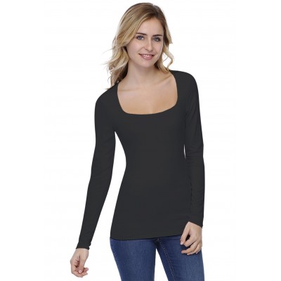 T-shirt col carré doublé devant manches longues CLARA05