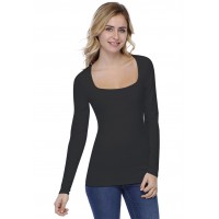 T-shirt col carré doublé devant manches longues CLARA05